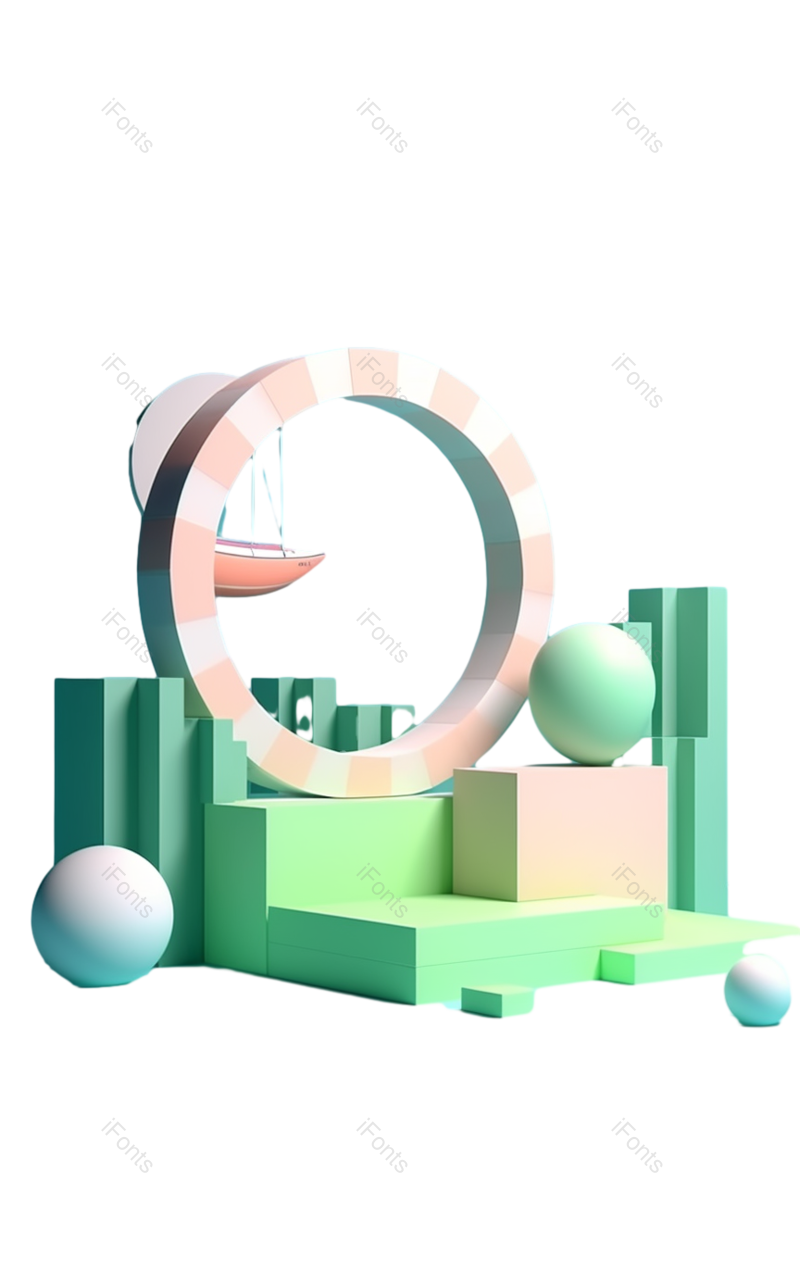 插画图片,蓝色背景元素,抽象PNG,几何形状免抠素材
